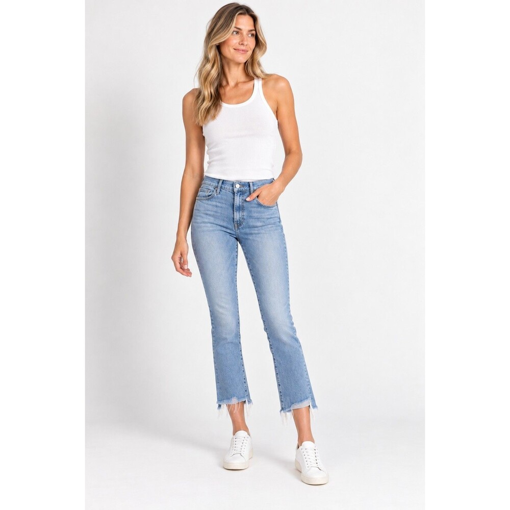 MOTHER The Insider Crop Step Fray Jeans Women’s 27 Shoot To Thrill Blue Denim